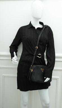 Prada Black Double Zip Camera Crossbody Bag