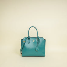 Prada Teal Vernice Convertible Tote Bag