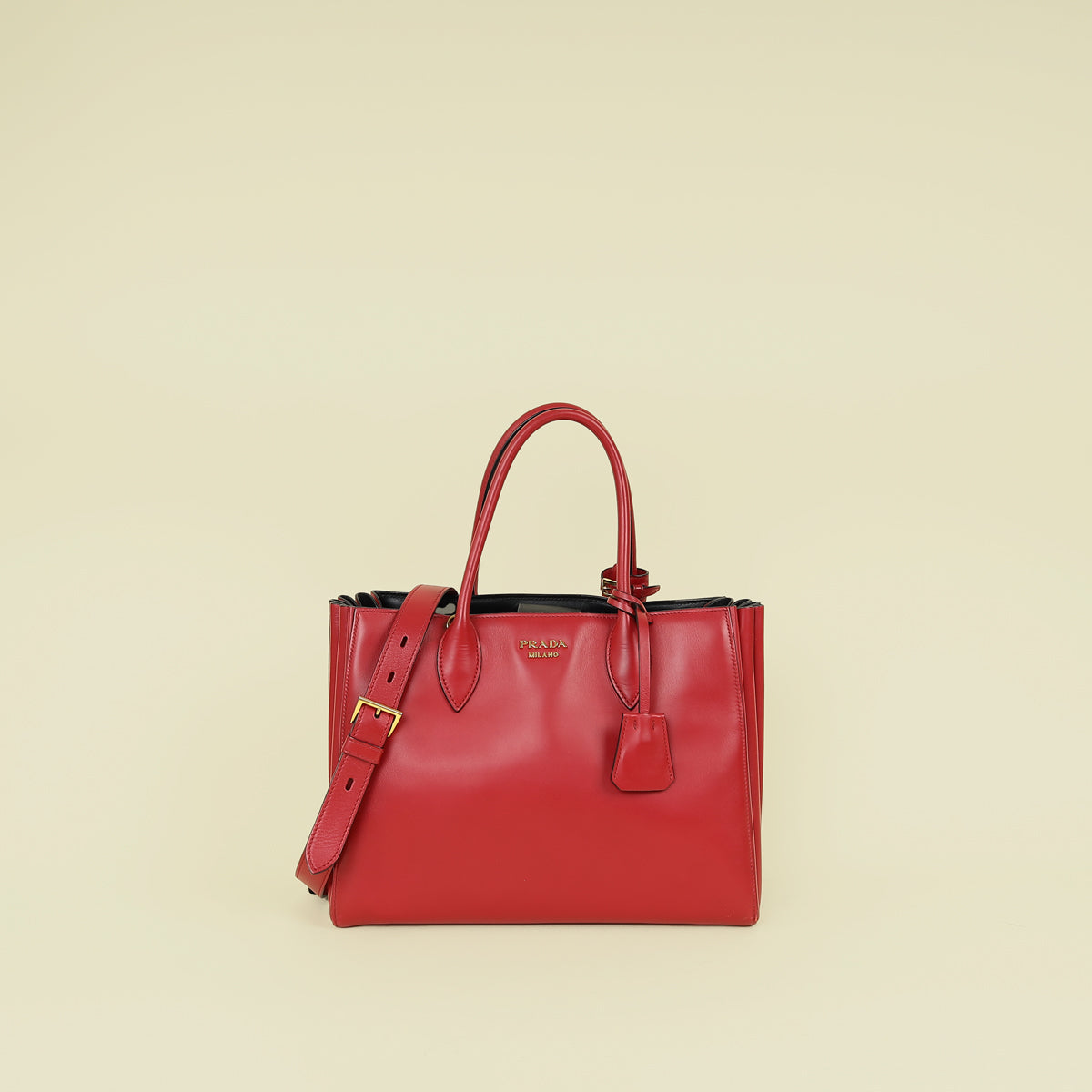 Prada Red Bibliotheque Tote Bag