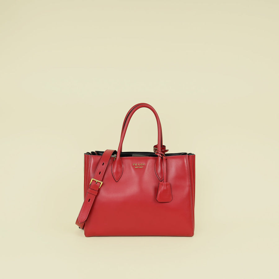 Prada Red Bibliotheque Tote Bag