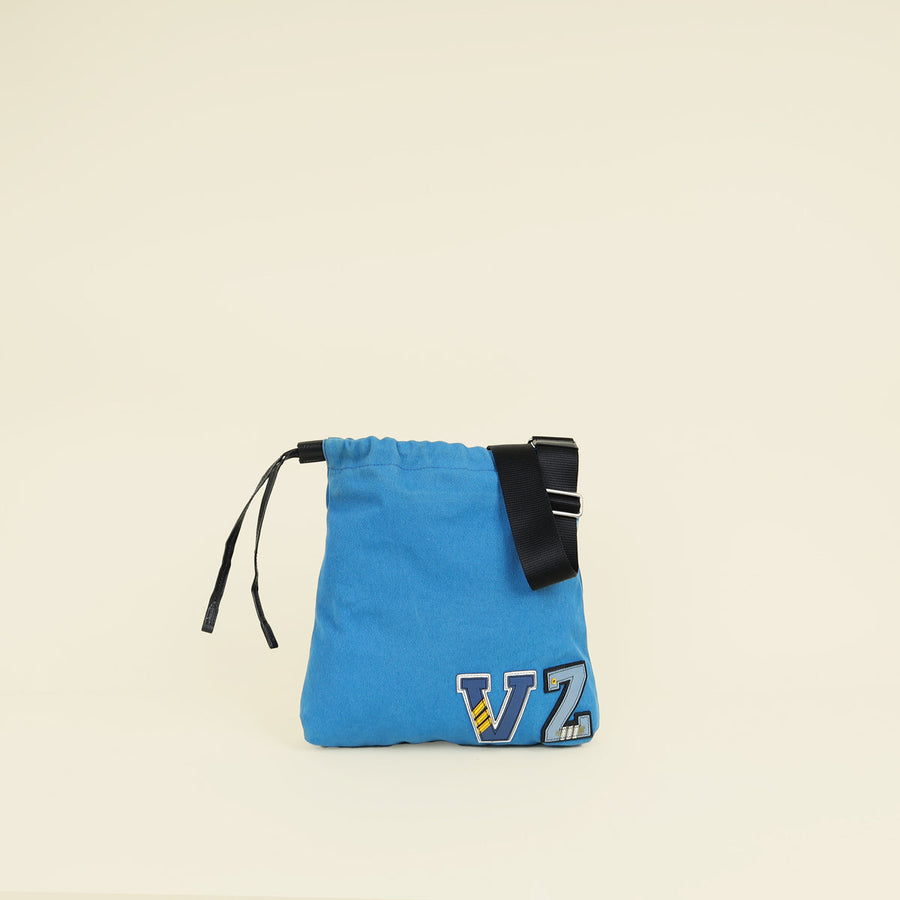 Prada Blue VZ Initials Canapa Convertible Bag