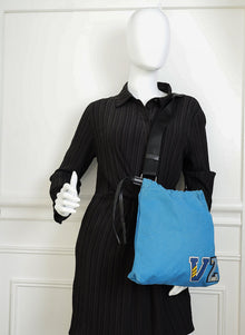Prada Blue VZ Initials Canapa Convertible Bag