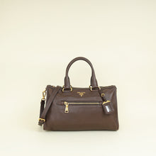 Prada Brown Vitello Daino Bauletto Bag