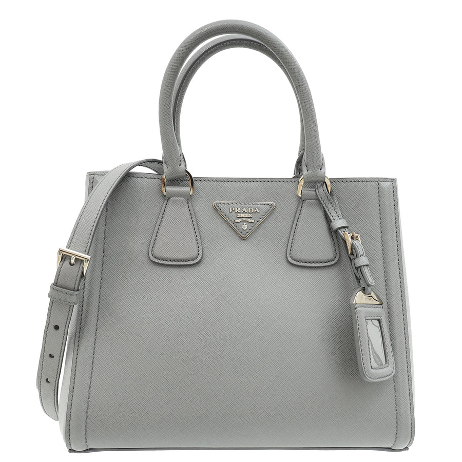 Prada Grey Lux EW Small Tote Bag