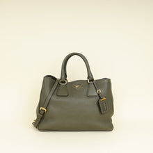 Prada Olive Green Vitello Daino Open Tote Bag