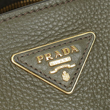 Prada Olive Green Vitello Daino Open Tote Bag