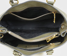 Prada Olive Green Vitello Daino Open Tote Bag