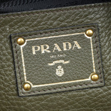 Prada Olive Green Vitello Daino Open Tote Bag