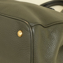 Prada Olive Green Vitello Daino Open Tote Bag