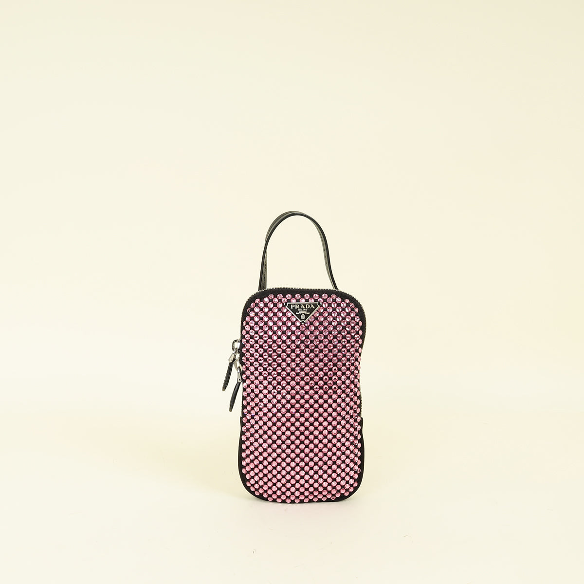 Prada Bicolor Satin Crystal Zip Phone Case Crossbody Bag