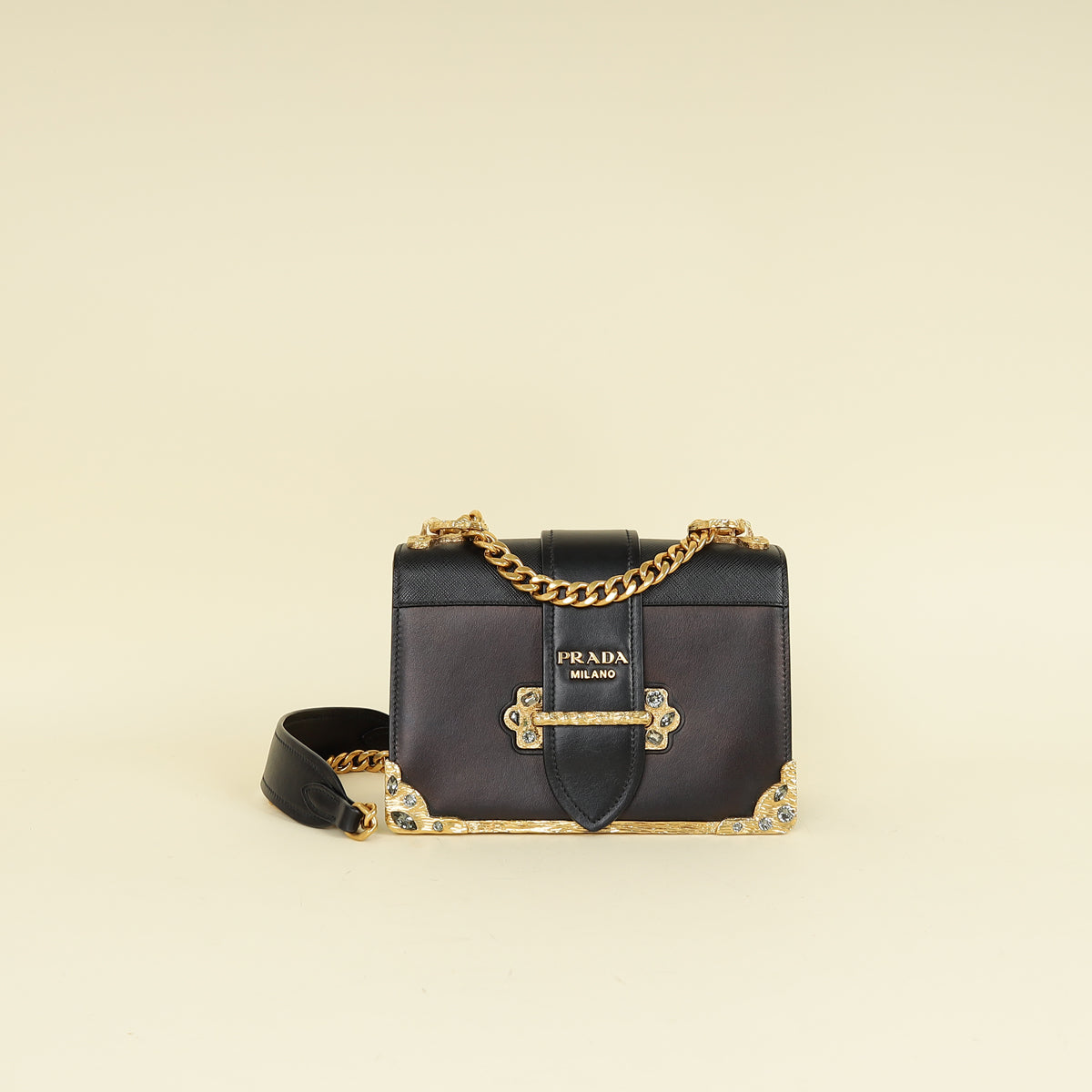 Prada Black Crystal Cahier Crossbody Bag