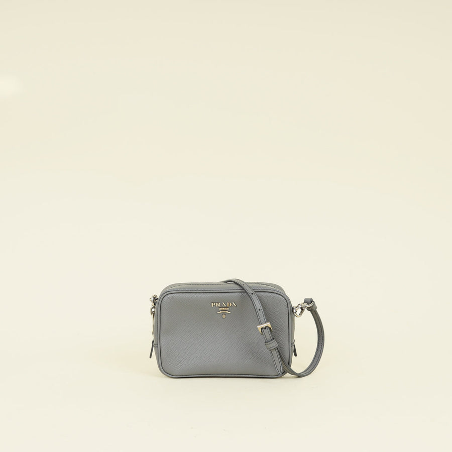 Prada Grey Mini Camera Crossbody Bag