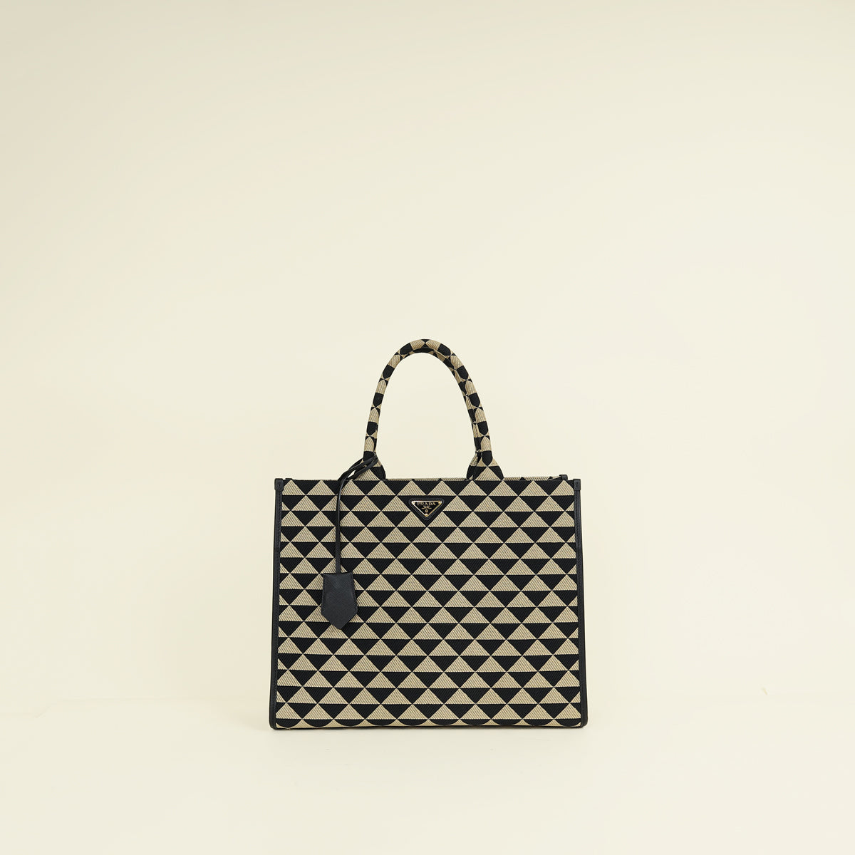 Prada Bicolor Symbole Embroidered Tote Large Bag