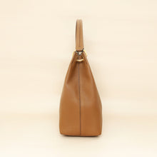 Prada Brown Logo Embossed Vitello Hobo Bag