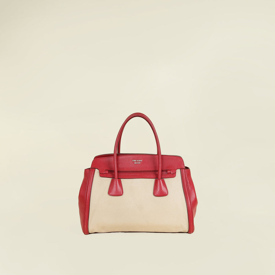 Prada Bicolor Canapa Tote Bag