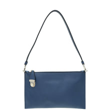 Prada Navy Blue Lux Push Lock Clutch Strap