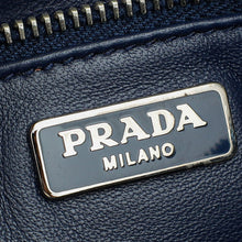 Prada Navy Blue Lux Push Lock Clutch Strap