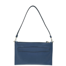 Prada Navy Blue Lux Push Lock Clutch Strap
