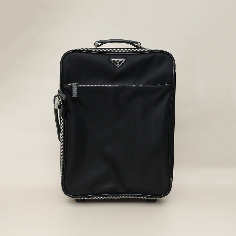 Prada Black Nylon Tessuto Trolley Luggage