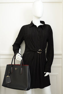 Prada Black Cuir Medium Double Tote Bag