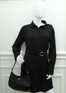 Prada Black Cleo Brushed Shoulder Bag
