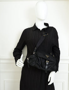 Prada Black Explore medium Re-Nylon Shoulder Bag with Flap