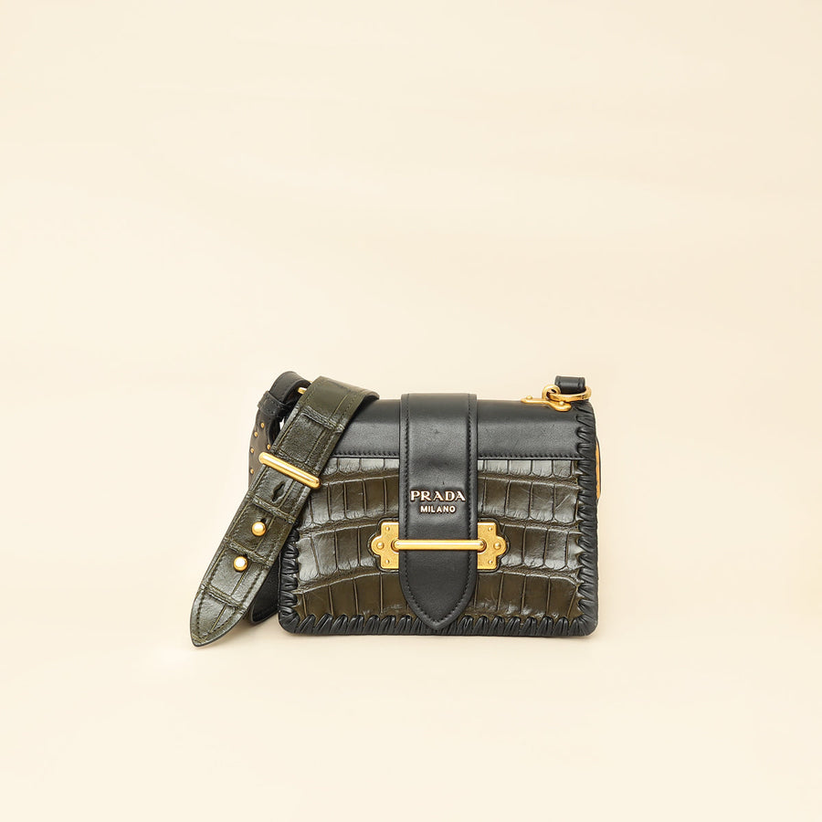 Prada Bicolor Cahier Matte Crocodile Bag