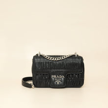 Prada Black Nappa Gaufre Small Chain Flap Shoulder Bag