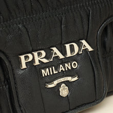 Prada Black Nappa Gaufre Small Chain Flap Shoulder Bag