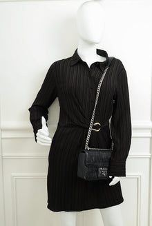 Prada Black Nappa Gaufre Small Chain Flap Shoulder Bag