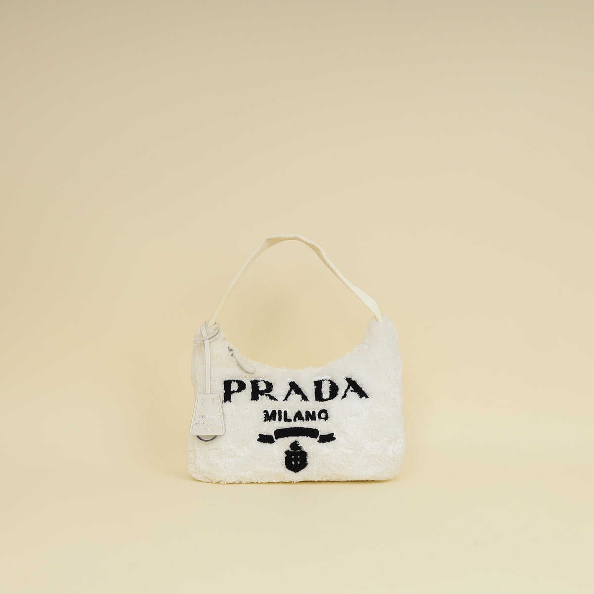 Prada White Re-Edition 2000 Mini Terry Bag