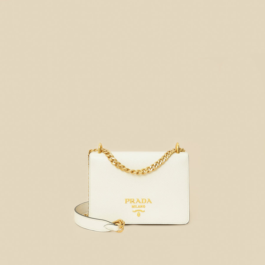 Prada White Flap Chain Crossbody Bag
