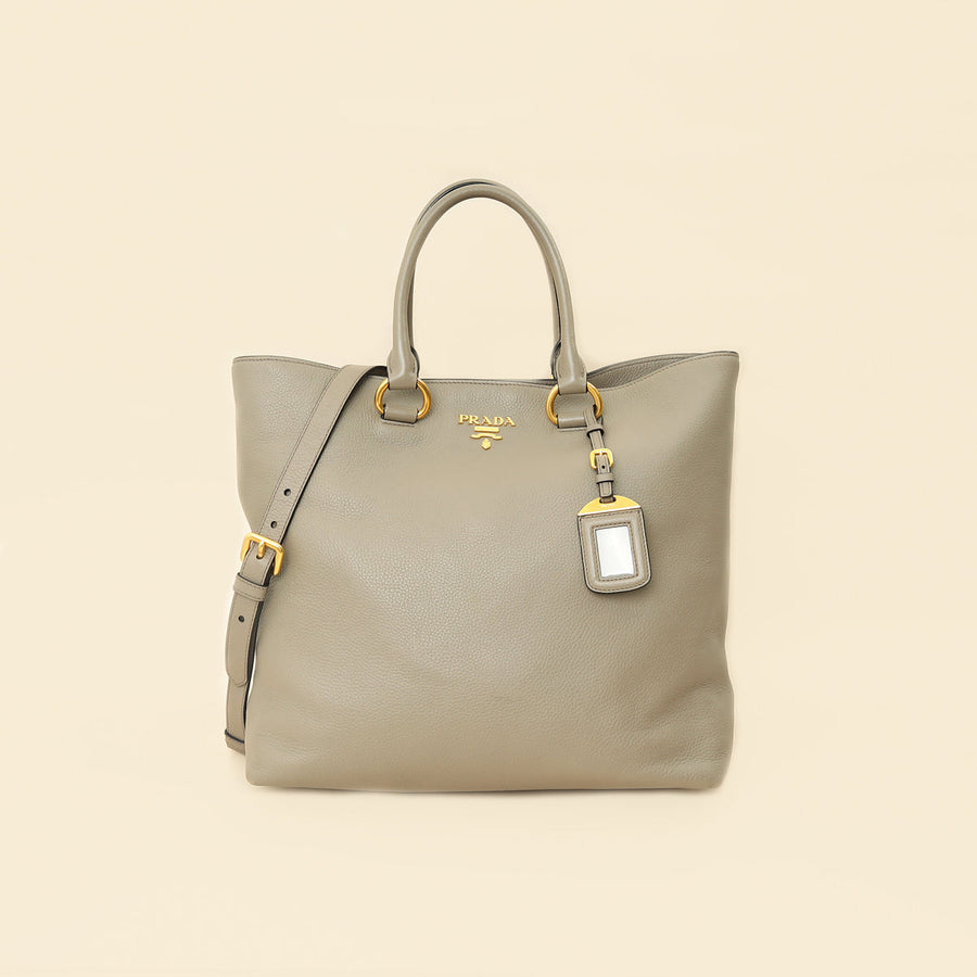 Prada Gray Vitello Phenix Tote Bag
