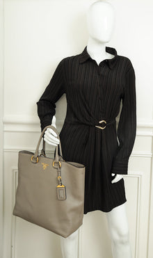 Prada Gray Vitello Phenix Tote Bag