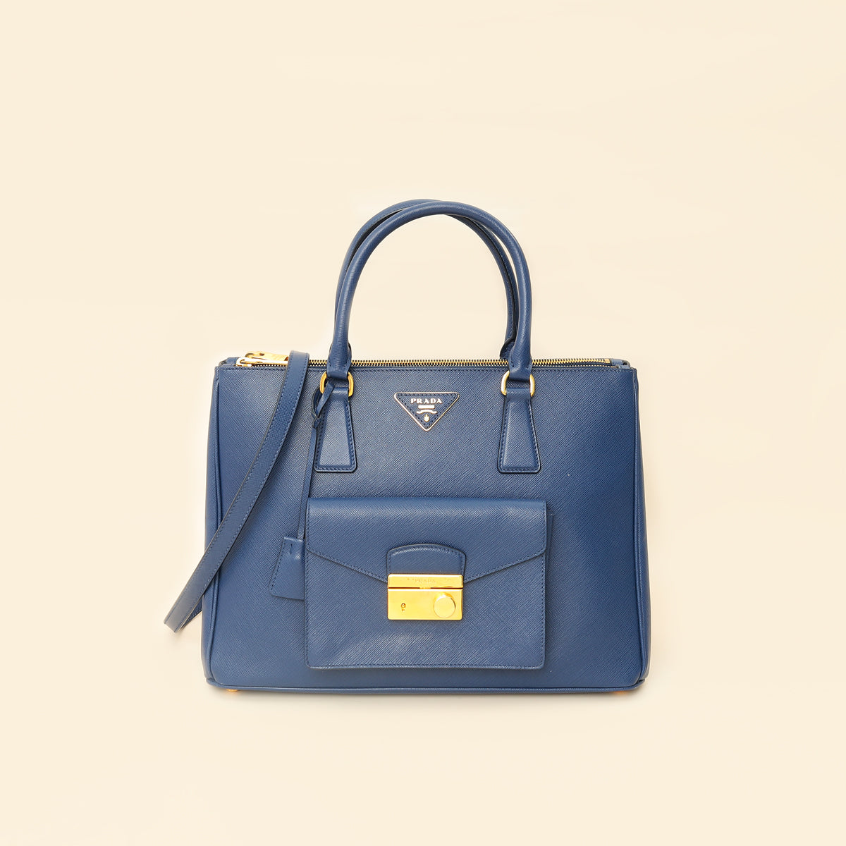 Prada Bluette Lux Galleria Front Pocket Bag