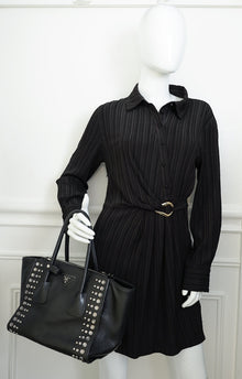 Prada Black Vitello Crystal Double Bag