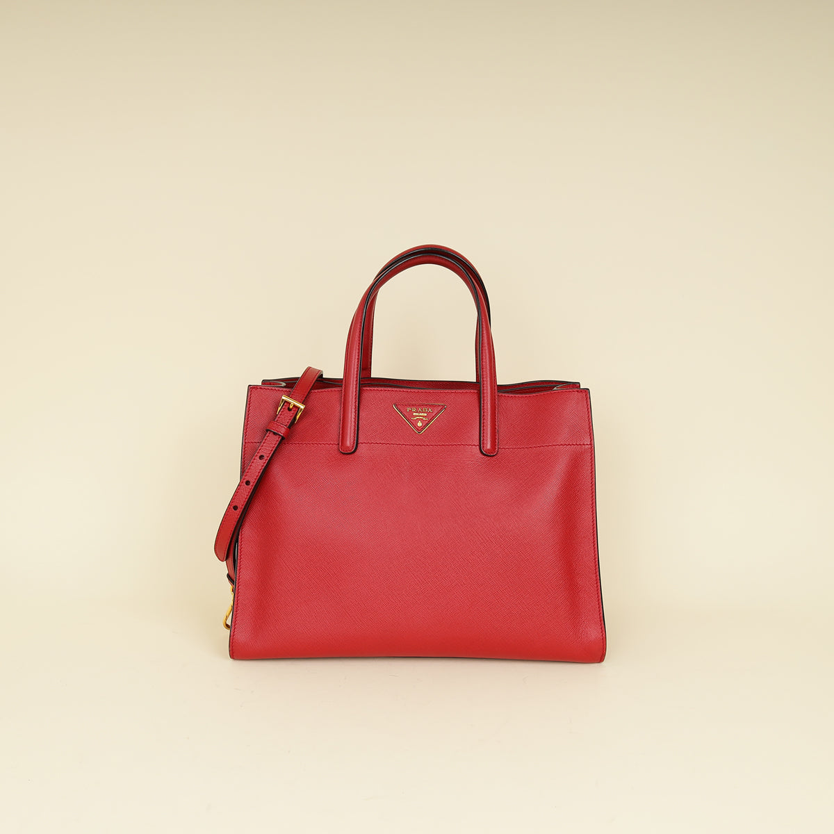 Prada Red Soft Convertible Tote Bag