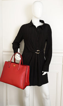 Prada Red Soft Convertible Tote Bag