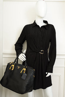 Prada Black Vitello Diano Soft Tote Bag
