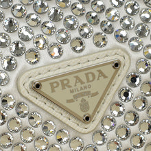 Prada White Satin Re-Edition 2000 Mini Bag w/ Artificial Crystal