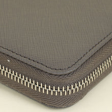 Prada Dark Gray Triangle Logo Large Zip Around Wallet (For Men)