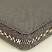 Prada Dark Gray Triangle Logo Large Zip Around Wallet (For Men)