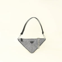 Prada Black Triangle Crystal-Embellished Satin Pouch