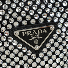 Prada Black Triangle Crystal-Embellished Satin Pouch