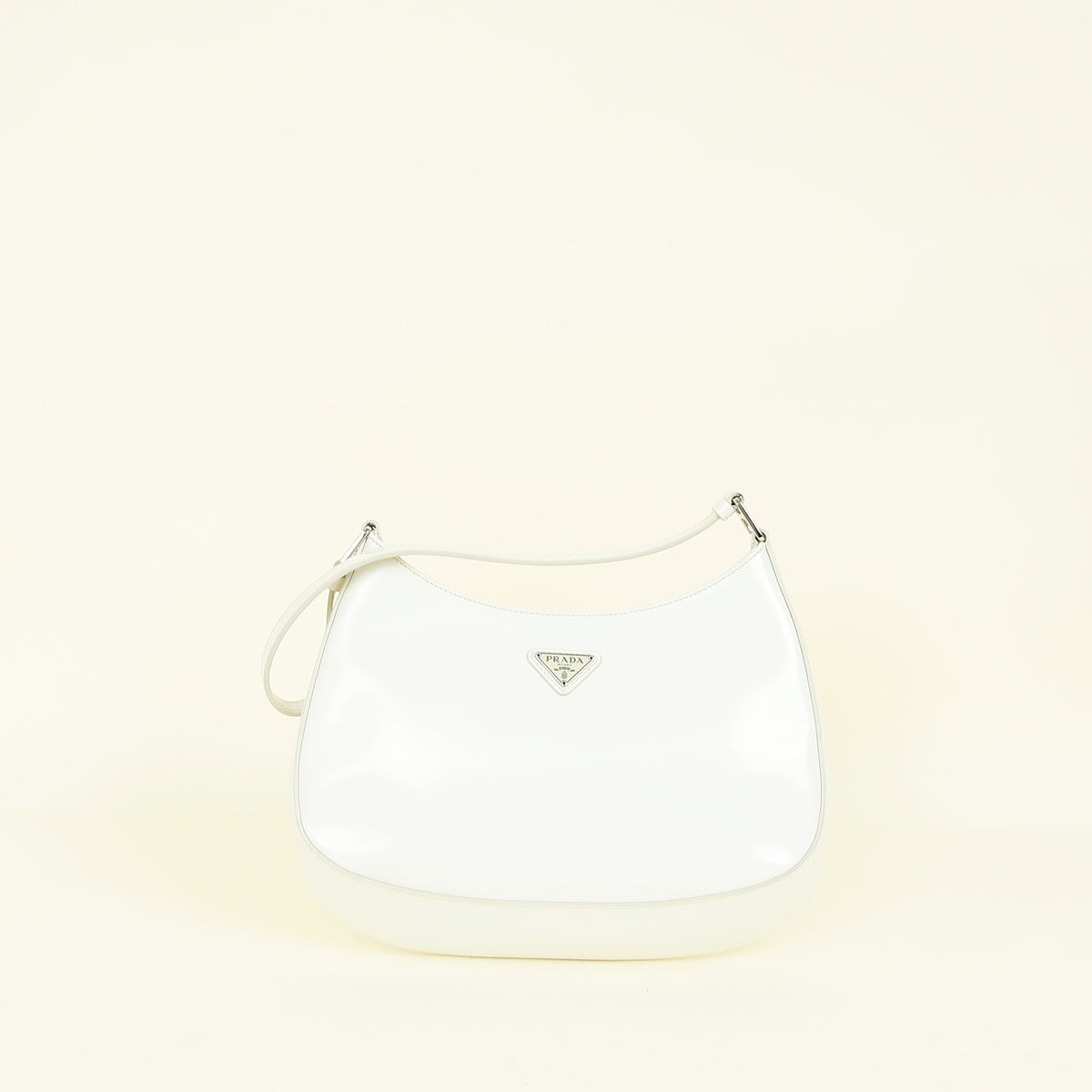 Prada White Cleo Brushed Small Shoulder Bag