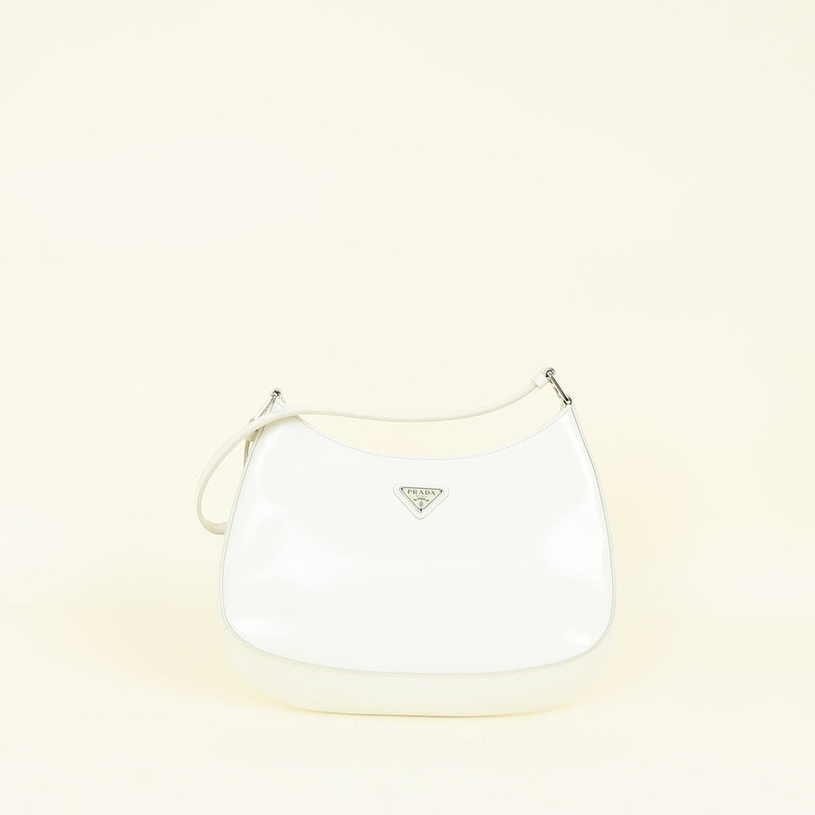 Prada White Cleo Brushed Small Shoulder Bag