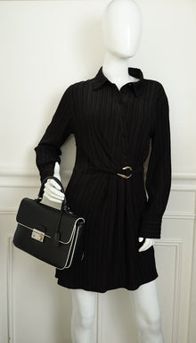 Prada Black Sound Lock Top Handle Flap Bag