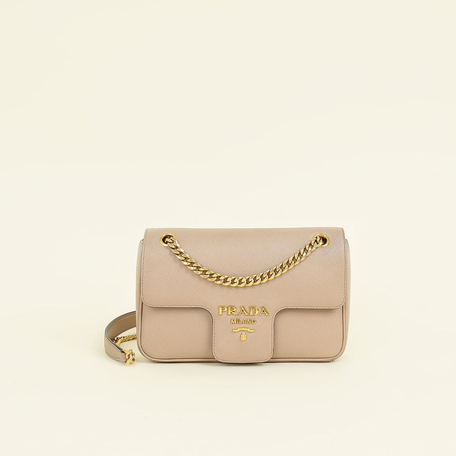 Prada Beige Flap Chain Bag