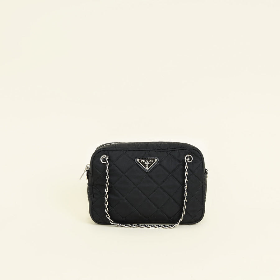 Prada Black Quilted Tessuto Nylon Small Bag