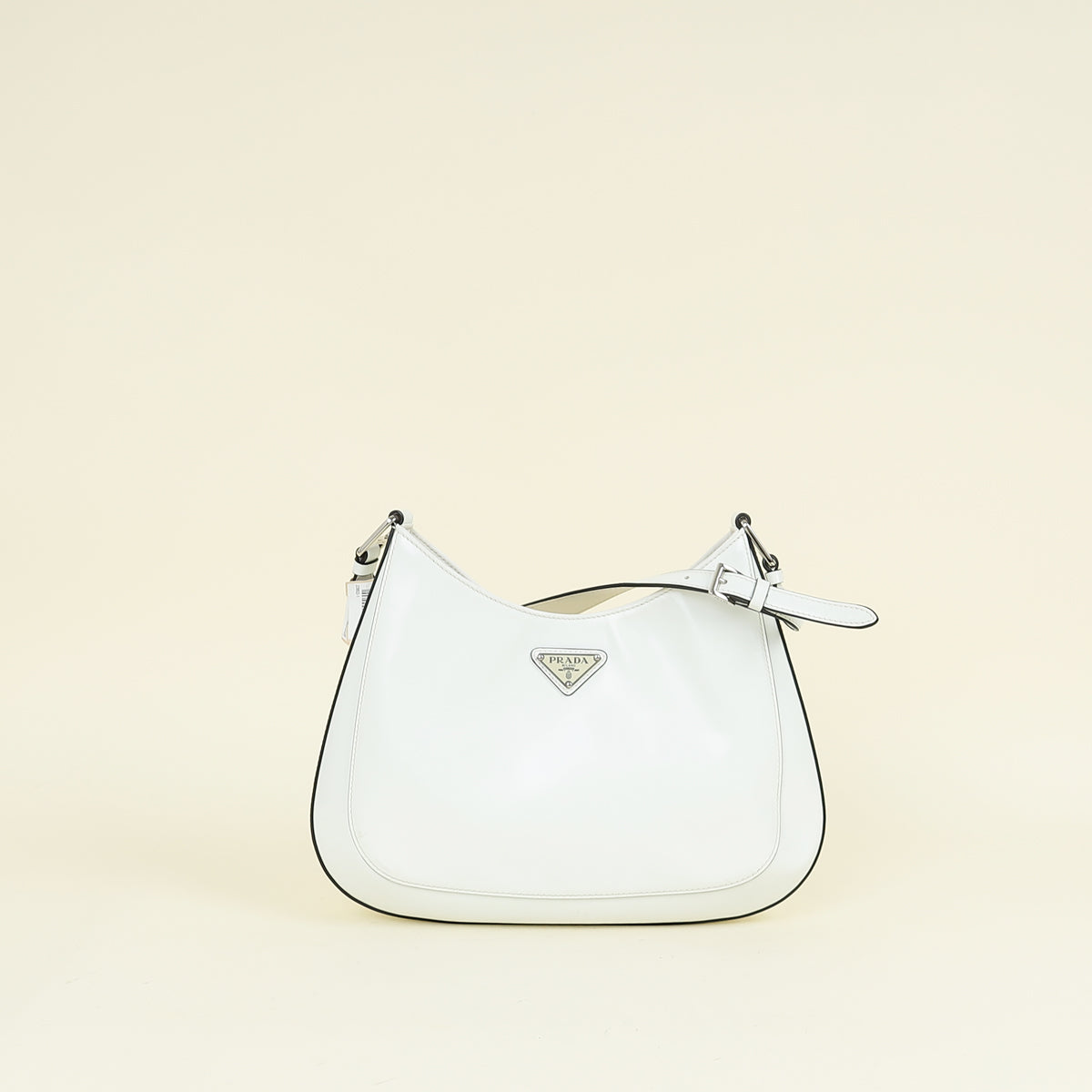 Prada White Cleo Brushed Shoulder Bag